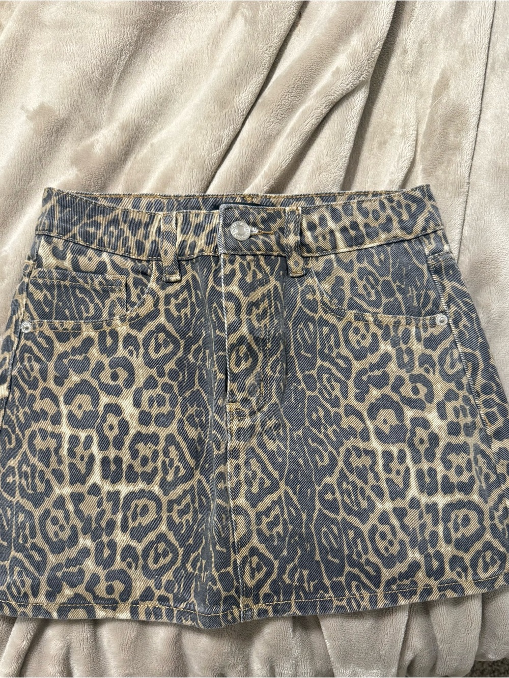 White Fox Boutique Leopard Print Mini Skirt in Tan and Black